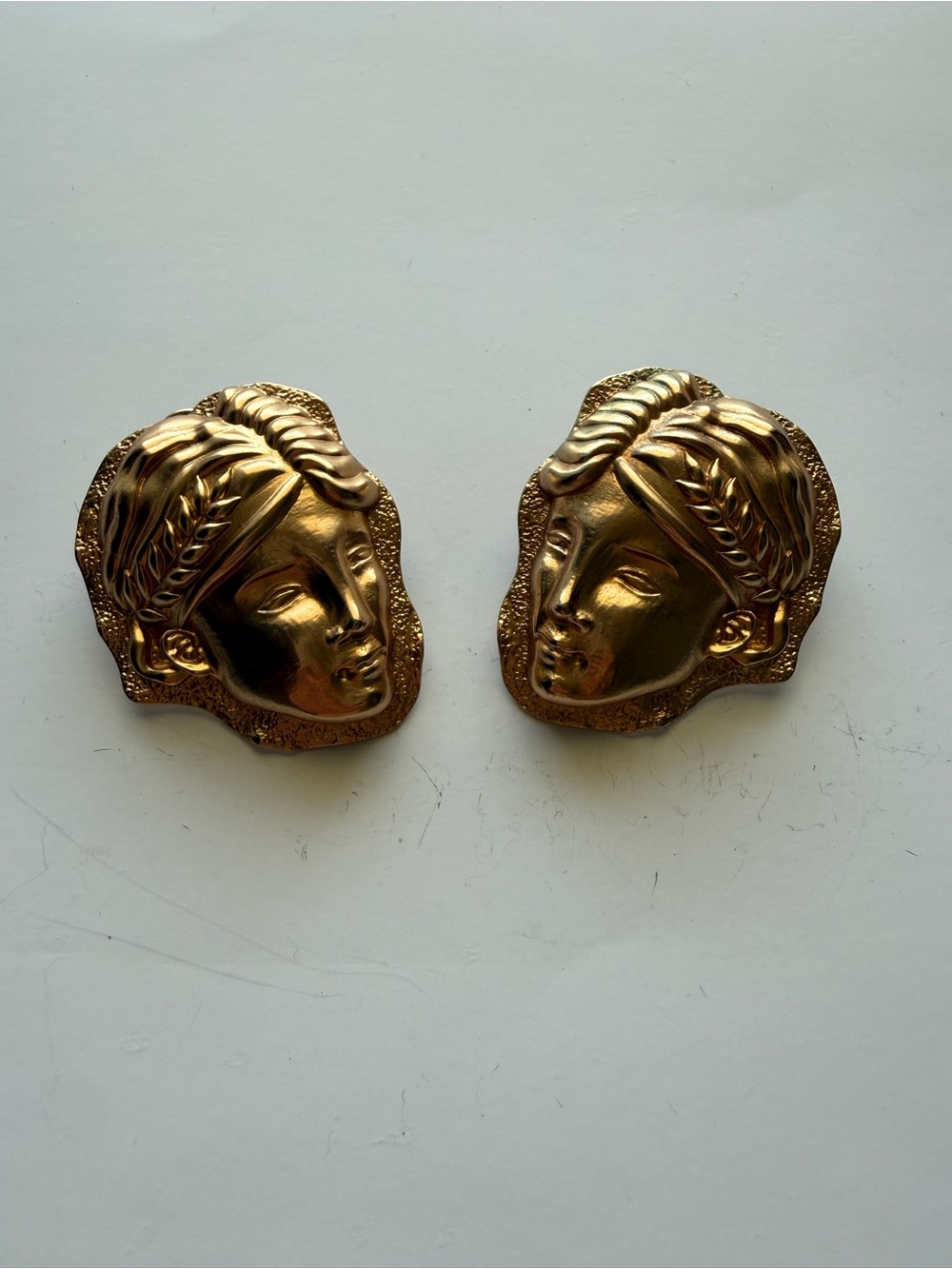 Zara Gold Face Motif Clip Earrings
